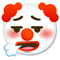 clown face and face exhaling