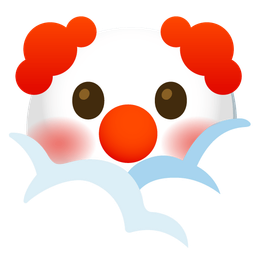 clown face and face in clouds
