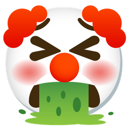 clown face and face vomiting