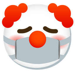 clown face and face with medical mask