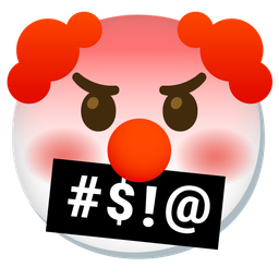 clown face and face with symbols on mouth