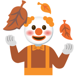 clown face and fallen leaf