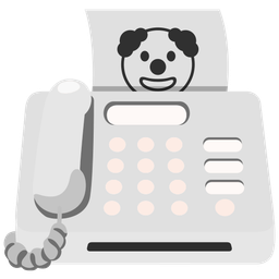 clown face and fax machine