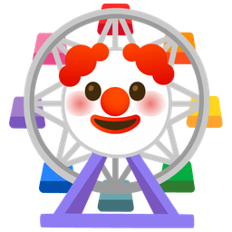 clown face and ferris wheel