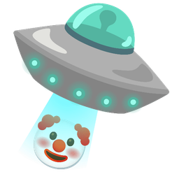 clown face and flying saucer