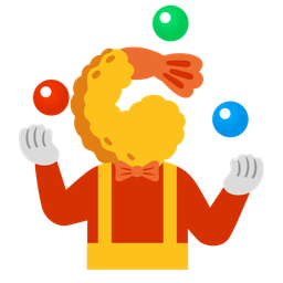 clown face and fried shrimp