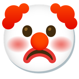 clown face and frowning face