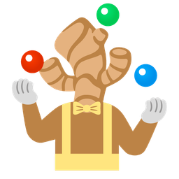 clown face and ginger root