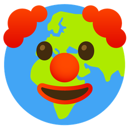 clown face and globe showing Europe-Africa