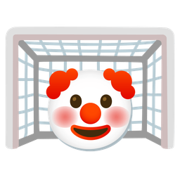 clown face and goal net