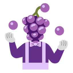 clown face and grapes