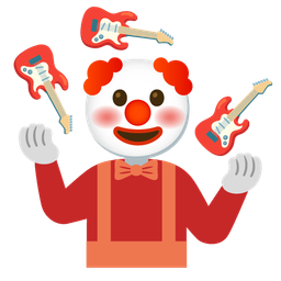 clown face and guitar
