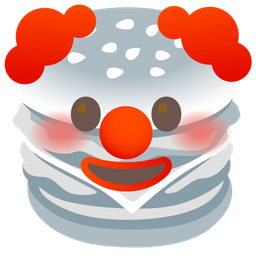 clown face and hamburger
