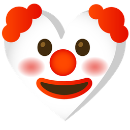 clown face and heart suit