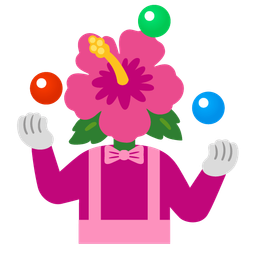 clown face and hibiscus