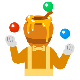 clown face and honey pot