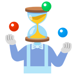 clown face and hourglass not done