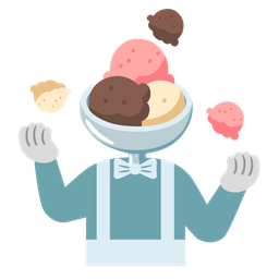 clown face and ice cream