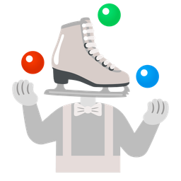 clown face and ice skate