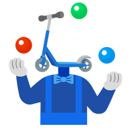 clown face and kick scooter