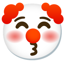 Clown face and Kissing face with closed eyes
