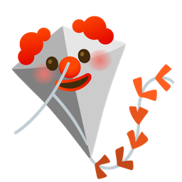 clown face and kite