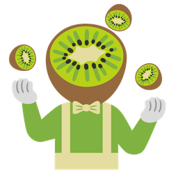 clown face and kiwi fruit