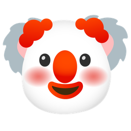 clown face and koala