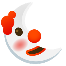clown face and last quarter moon face