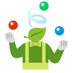 clown face and leaf fluttering in wind