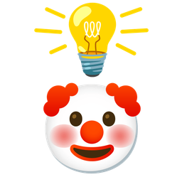 clown face and light bulb