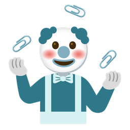 clown face and linked paperclips