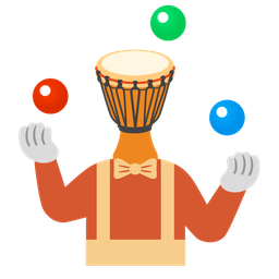 clown face and long drum