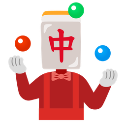 clown face and mahjong red dragon