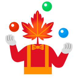 clown face and maple leaf