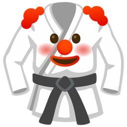 clown face and martial arts uniform