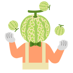 clown face and melon