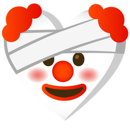 clown face and mending heart