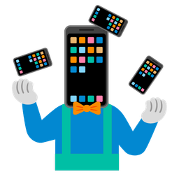 clown face and mobile phone