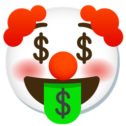 Clown face and Money-mouth face