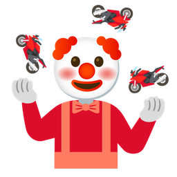 clown face and motorcycle