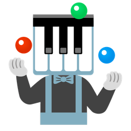 clown face and musical keyboard