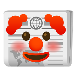 clown face and newspaper