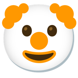 clown face and orange heart