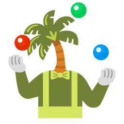 clown face and palm tree