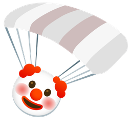 clown face and parachute