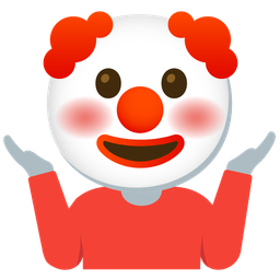 clown face and person shrugging