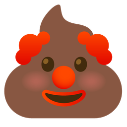 clown face and pile of poo