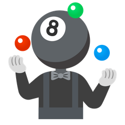 clown face and pool 8 ball