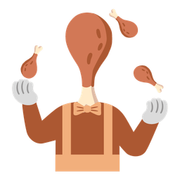 clown face and poultry leg